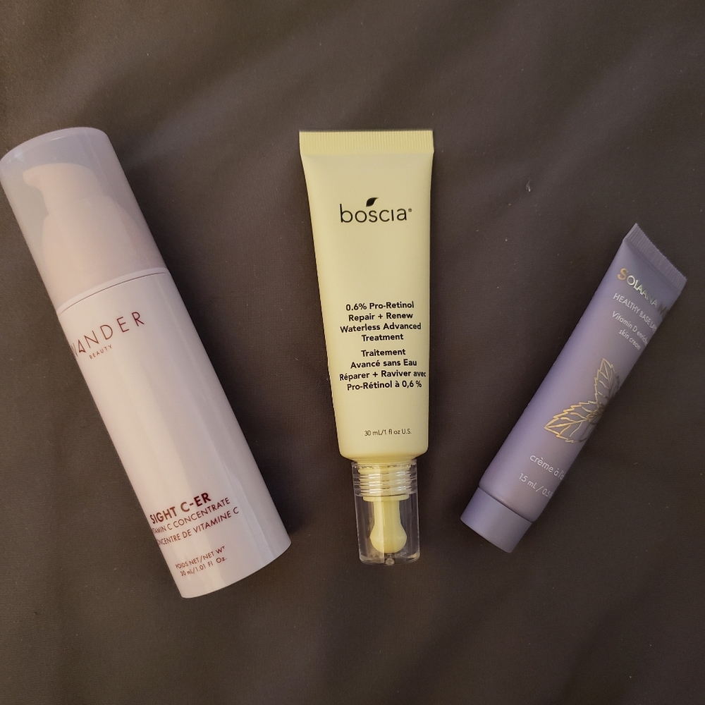 W4NDER Sight C-ER, Boscia Pro Retinol Repair, Solaana Vitamin D Skin Cream Set
